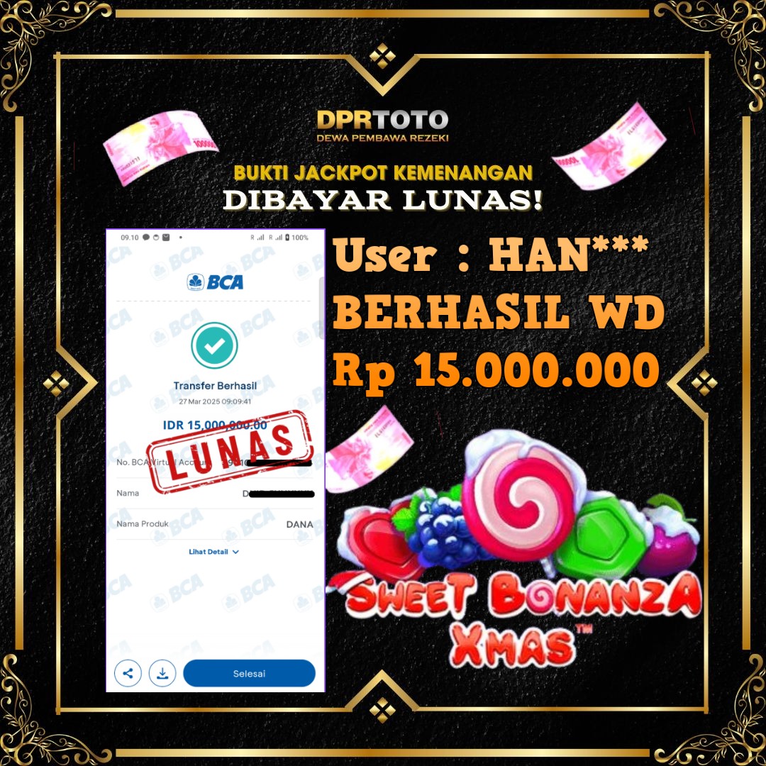 KEMENANGAN BESAR SWEET BONANZA XMAS WD 15.000.000 - LUNAS